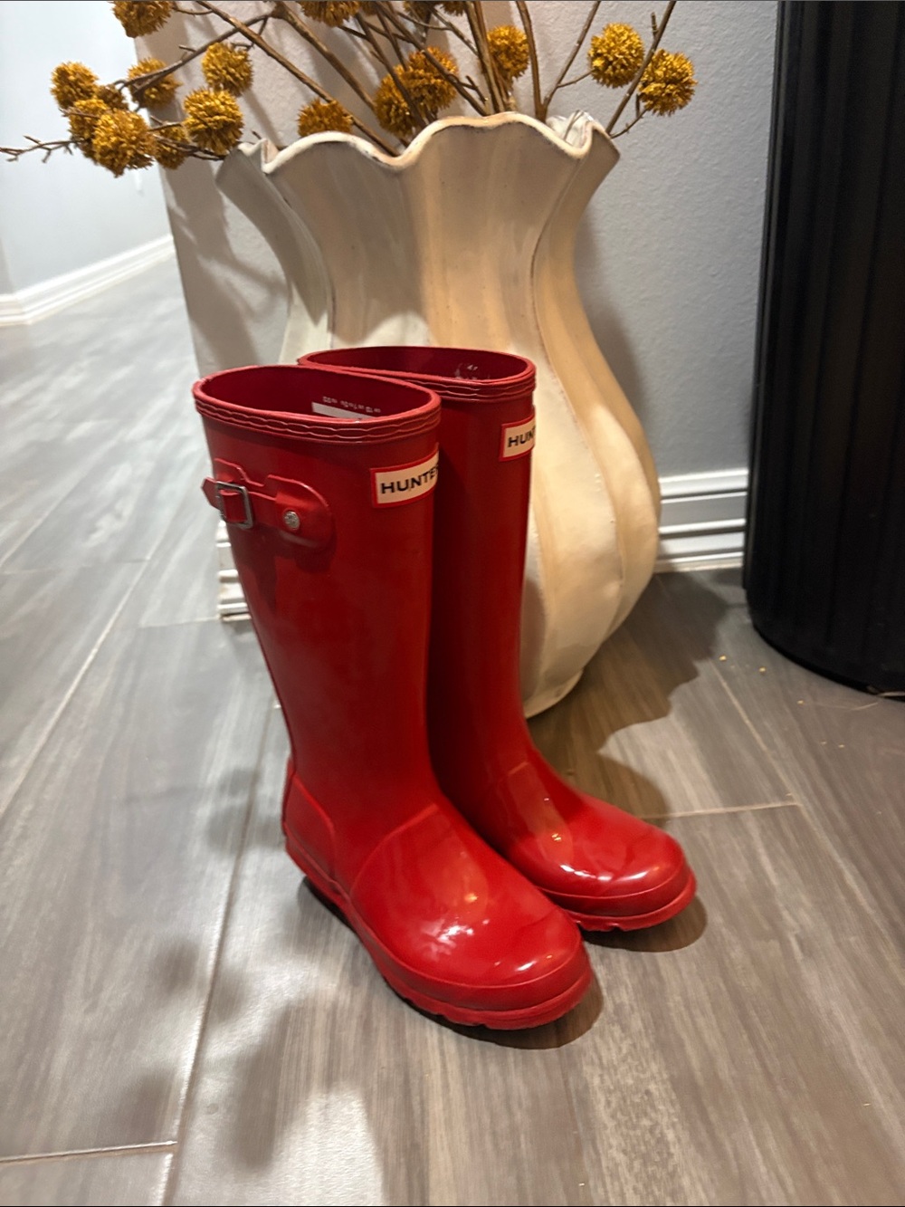 Hunter Kids Bright Red Gloss Rain Boots